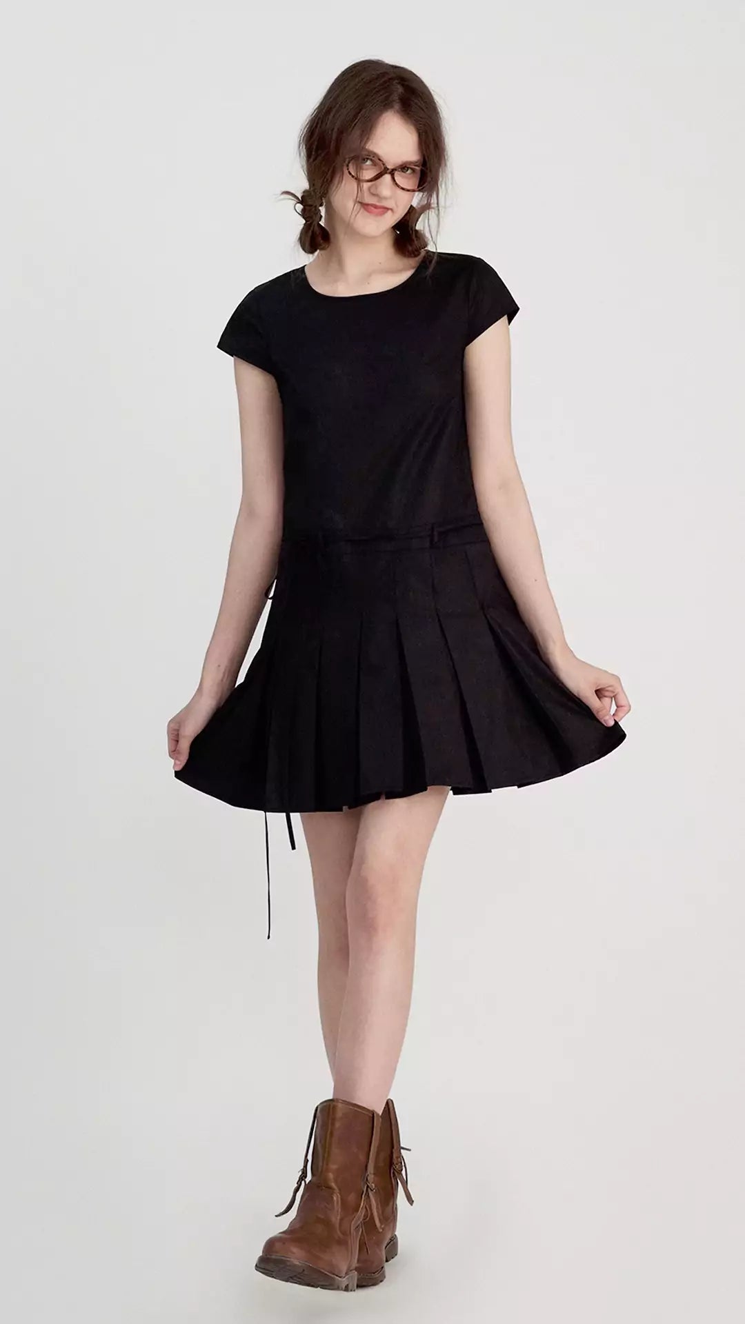 Hollow-Out Solid Color Mini Dress