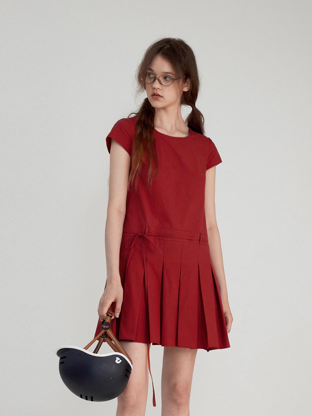 Hollow-Out Solid Color Mini Dress