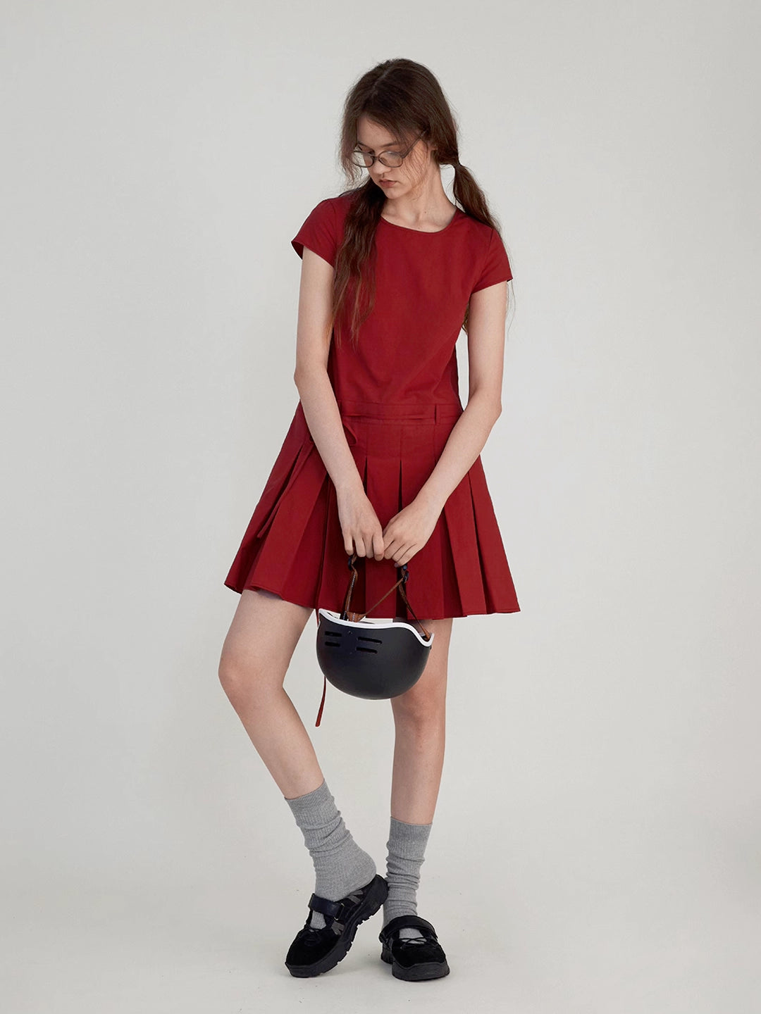 Hollow-Out Solid Color Mini Dress