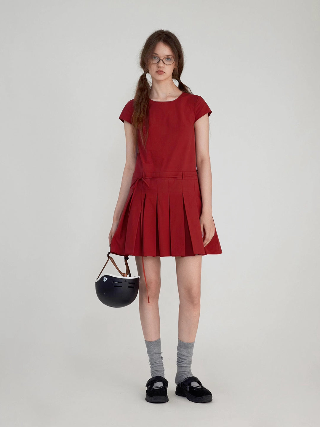 Hollow-Out Solid Color Mini Dress