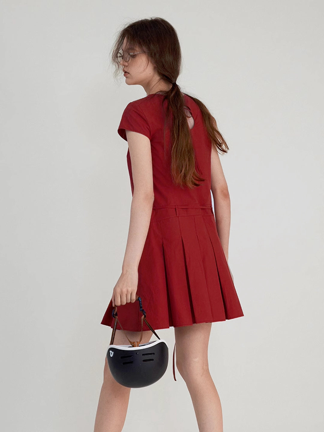 Hollow-Out Solid Color Mini Dress