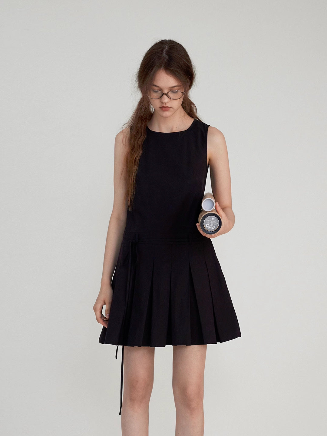 Hollow-Out Solid Color Mini Dress