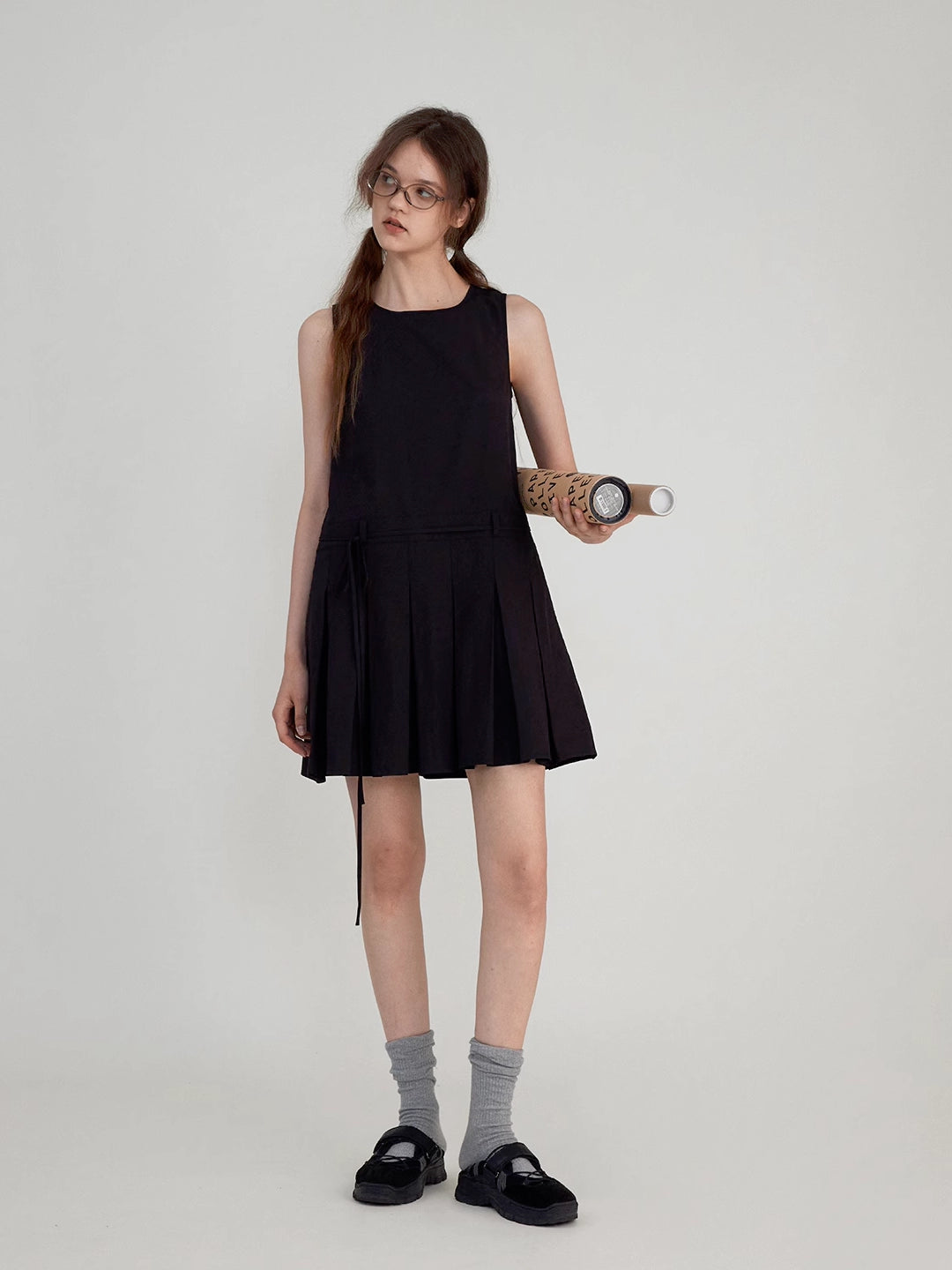 Hollow-Out Solid Color Mini Dress