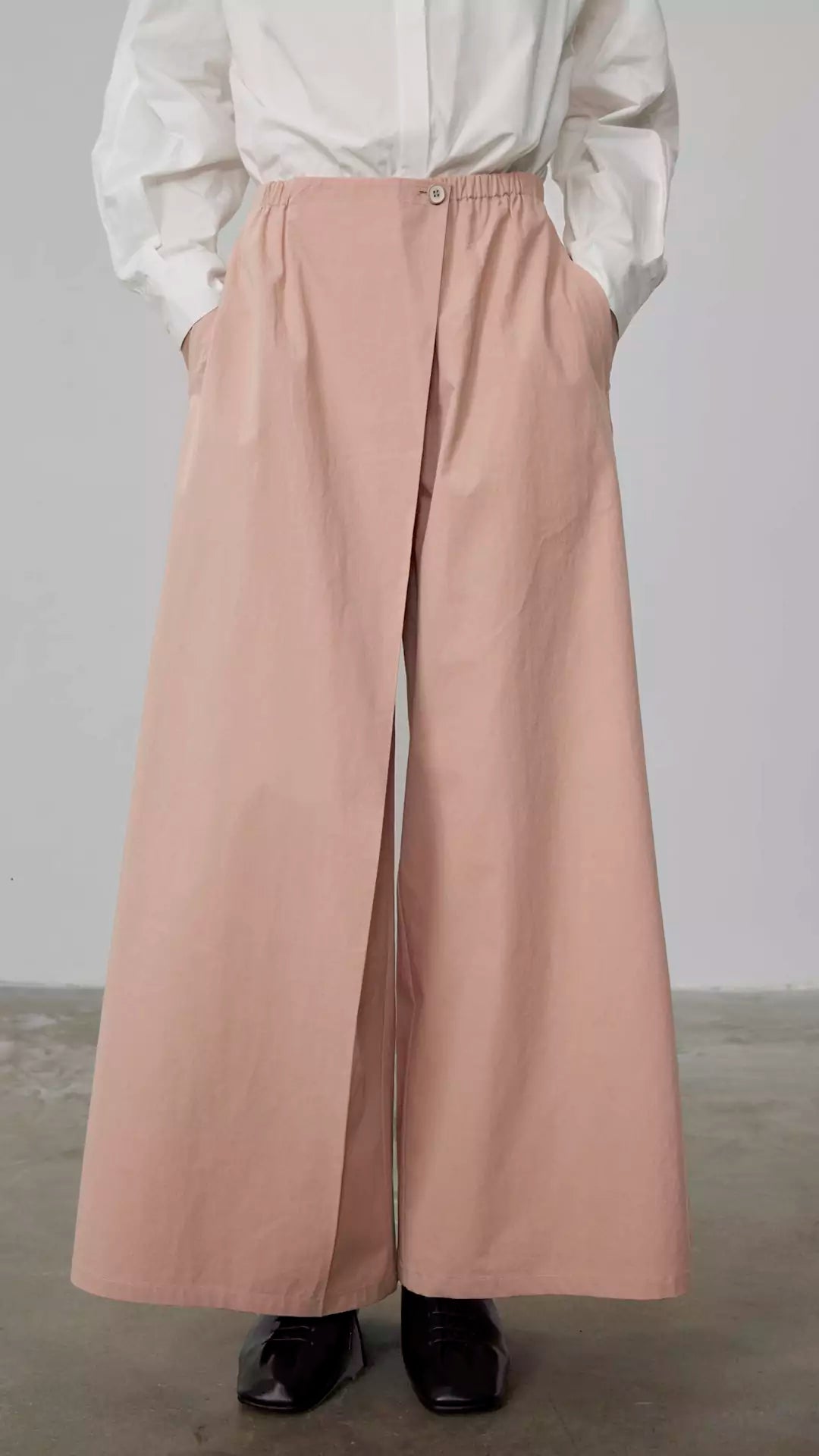 A-Line Relaxed Fit Skirt Pants with Elastic Waist