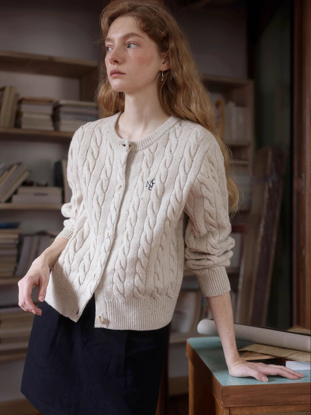 Round Neck Knitted Cardigan