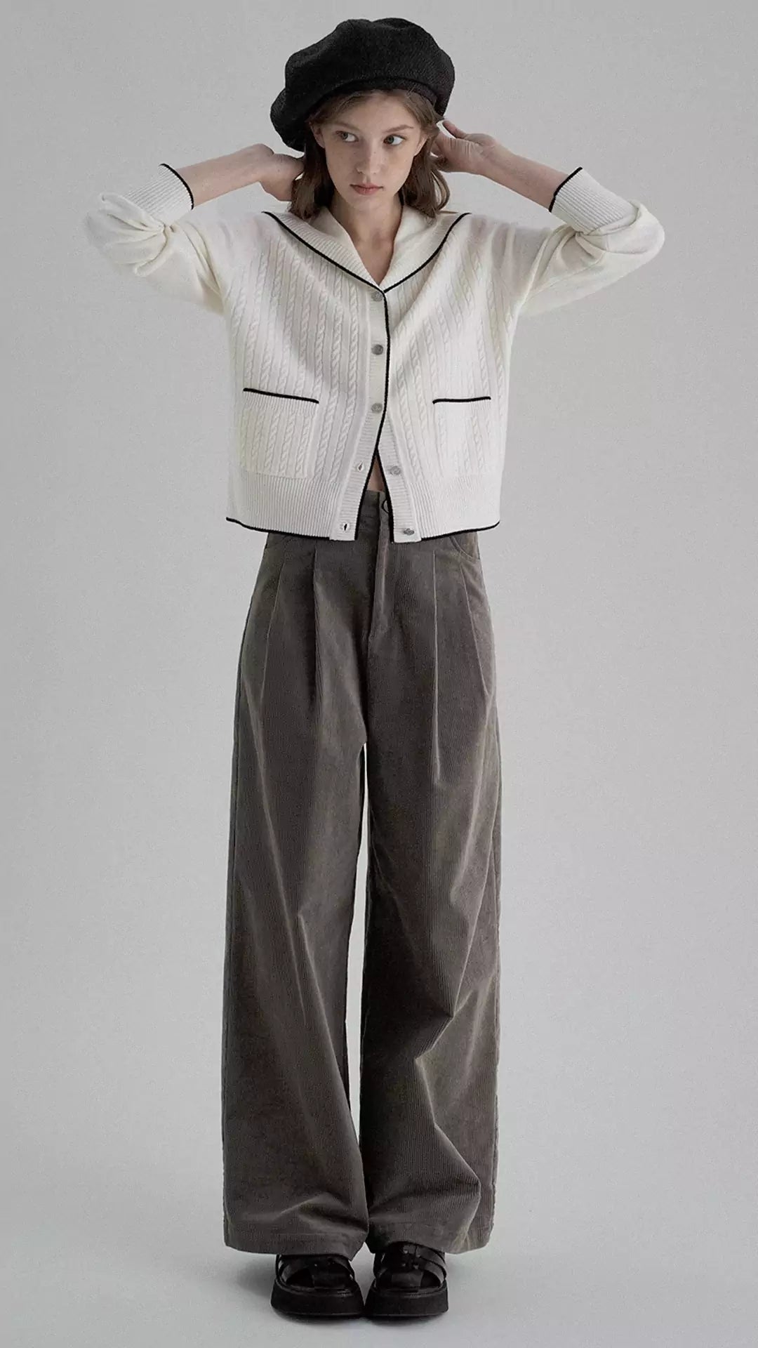 Nordic Vintage High-Waisted Corduroy Straight-Leg Wide Pants