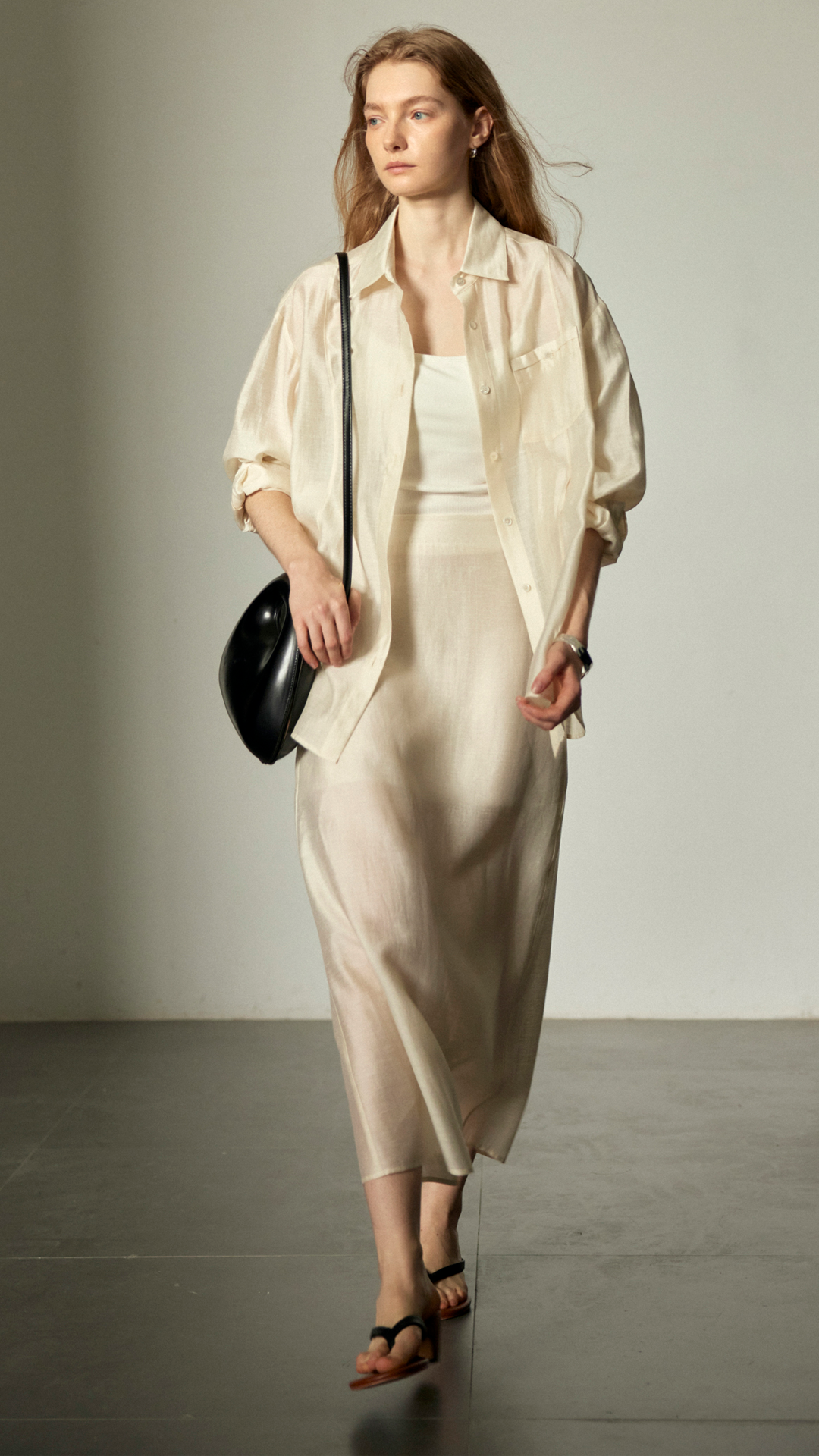 Semi-Sheer Acetate Linen Long-Sleeve Shirt