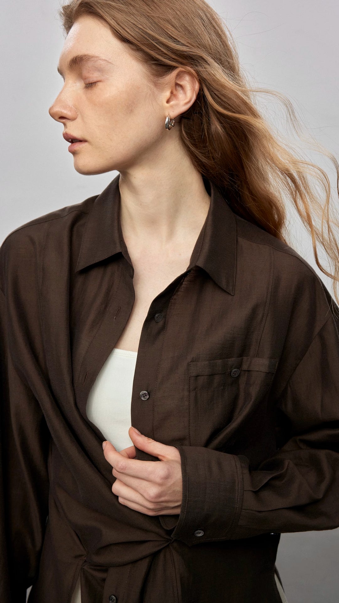 Semi-Sheer Acetate Linen Long-Sleeve Shirt