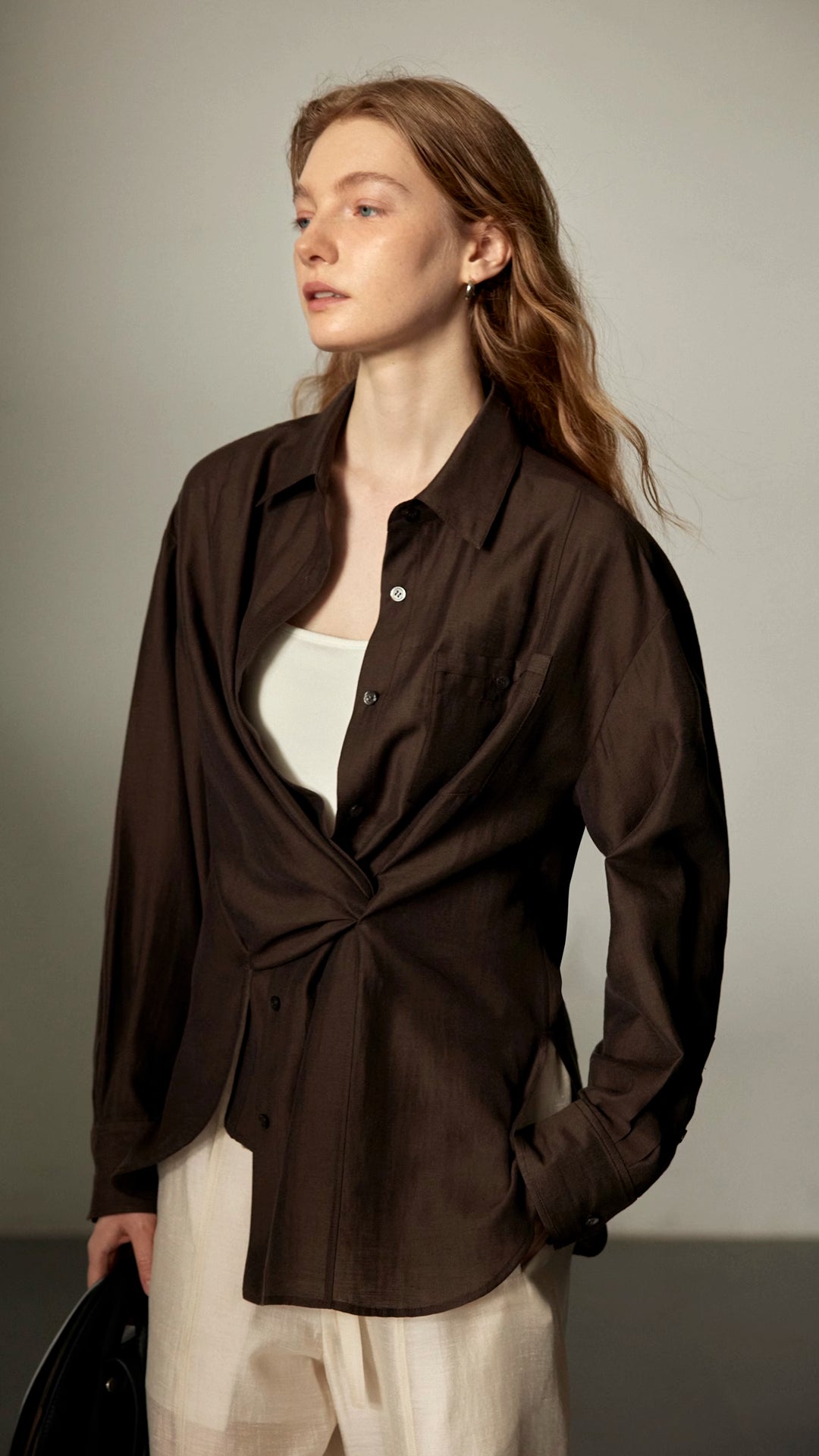 Semi-Sheer Acetate Linen Long-Sleeve Shirt