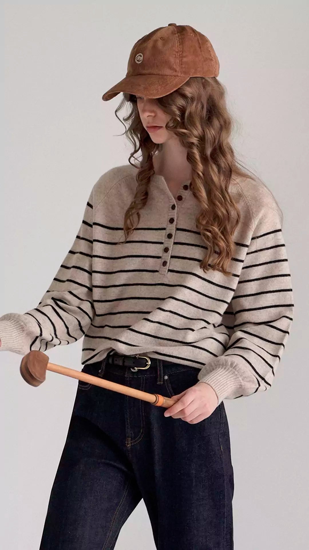 Nordic Vintage Striped Round Neck Sweater