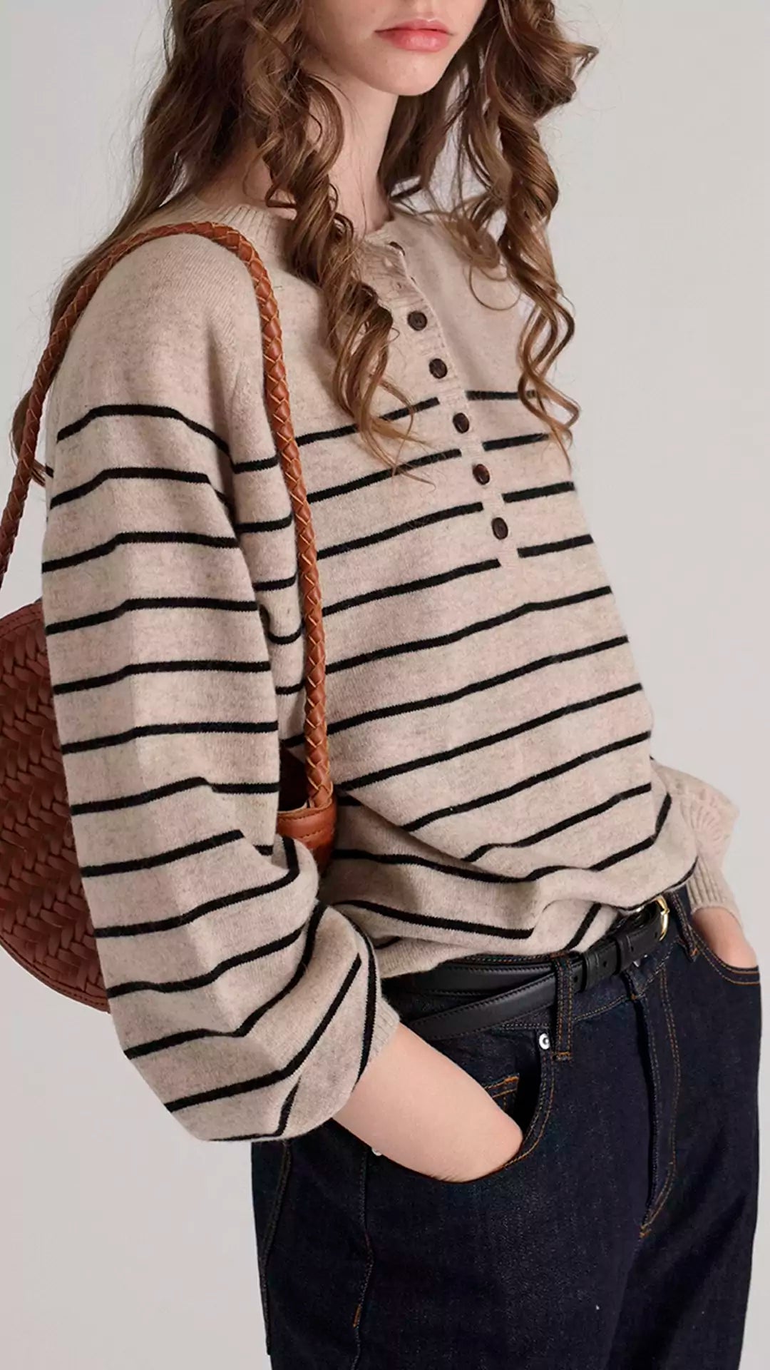 Nordic Vintage Striped Round Neck Sweater