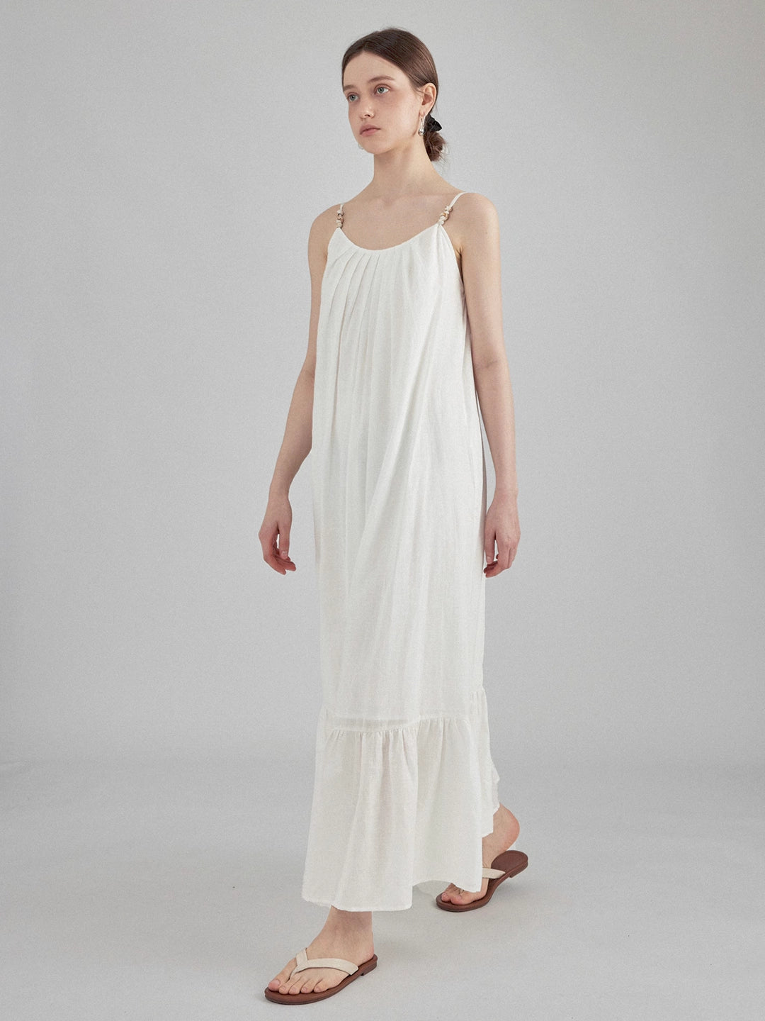 Elegant Summer Maxi Dress with Beaded Straps