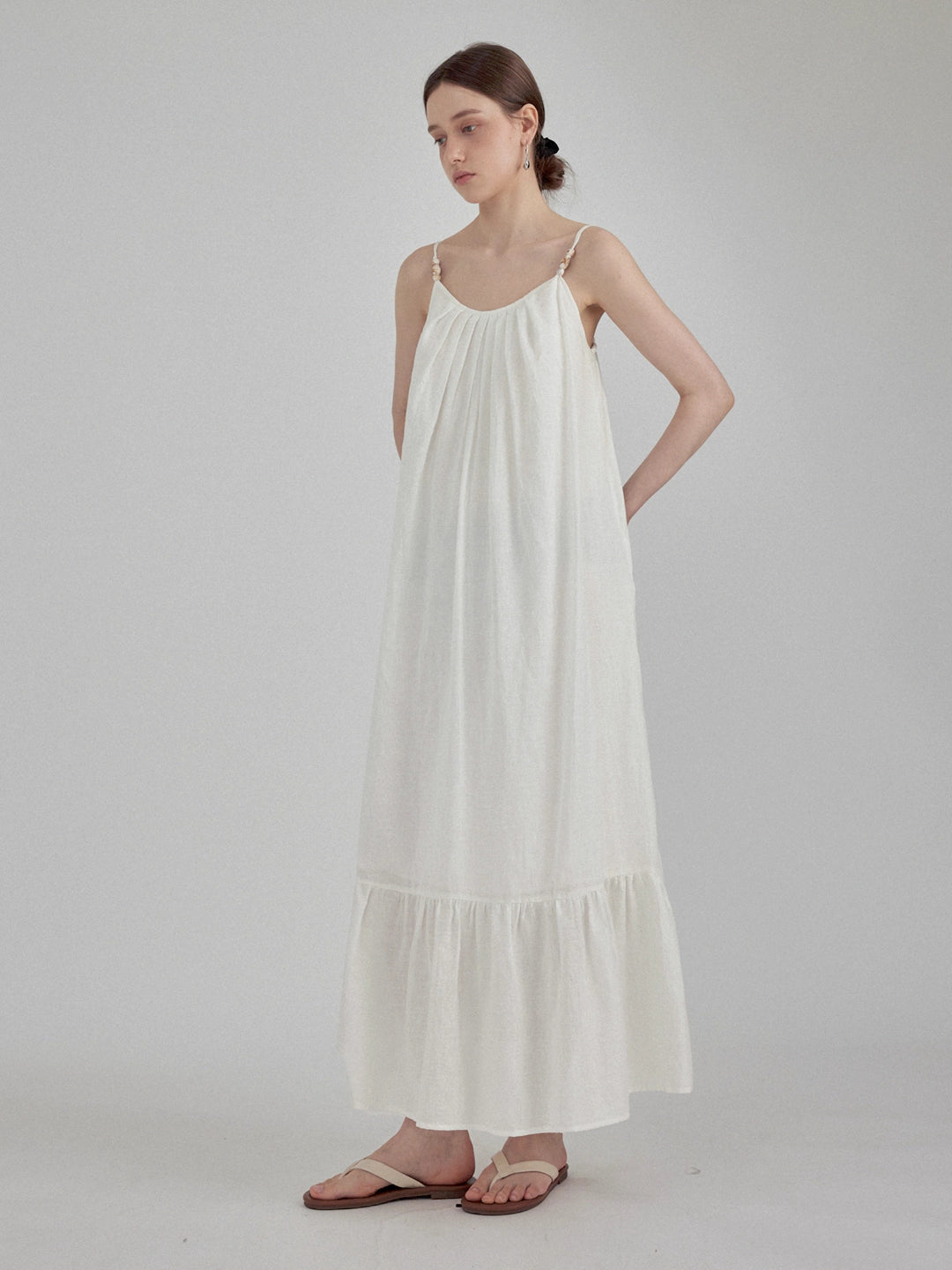 Elegant Summer Maxi Dress with Beaded Straps