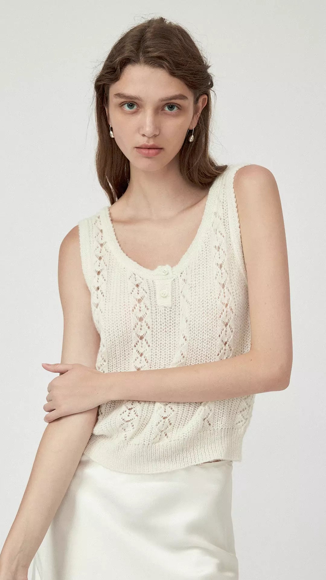 Openwork Crochet Knit Vest