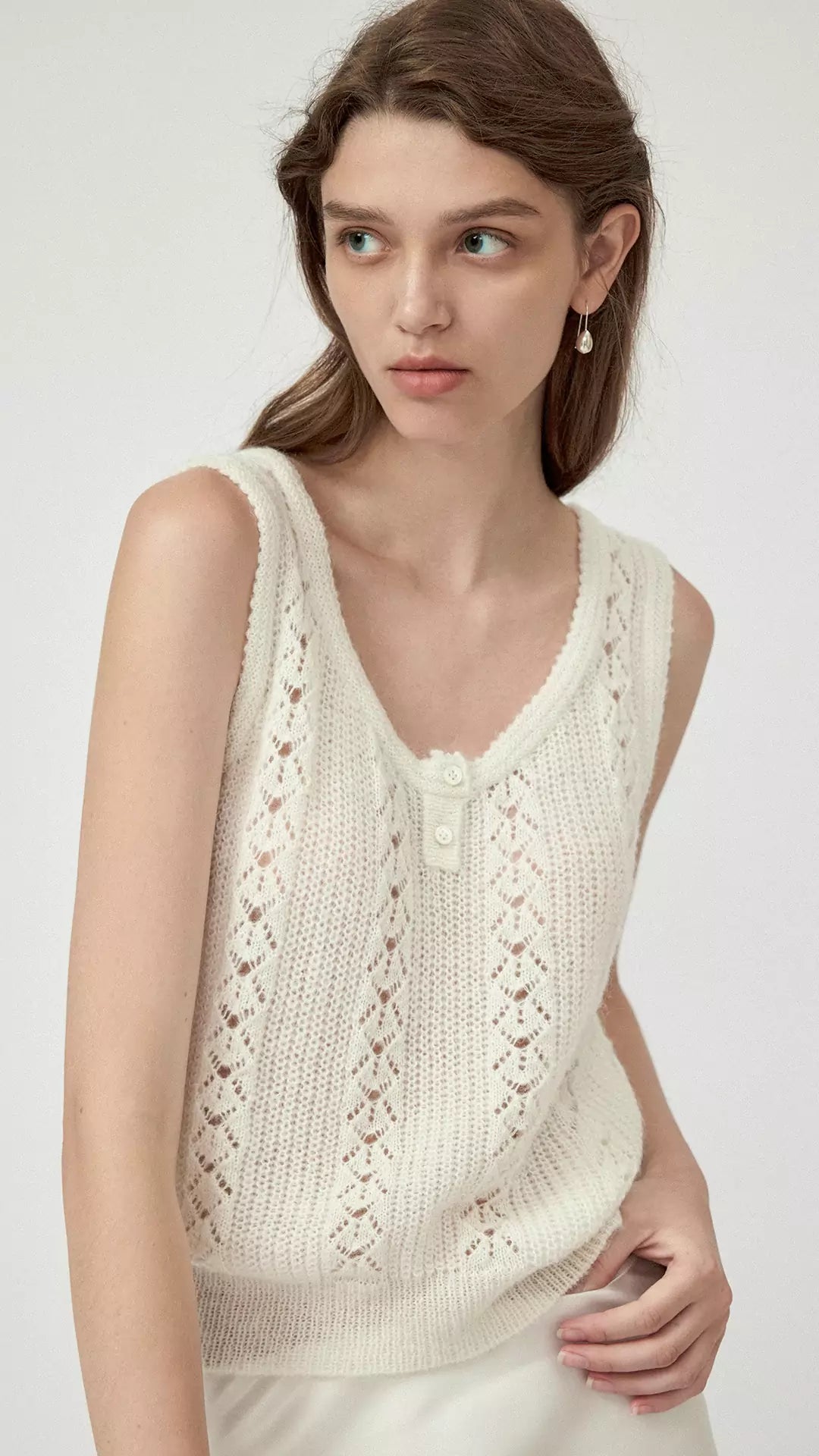 Openwork Crochet Knit Vest