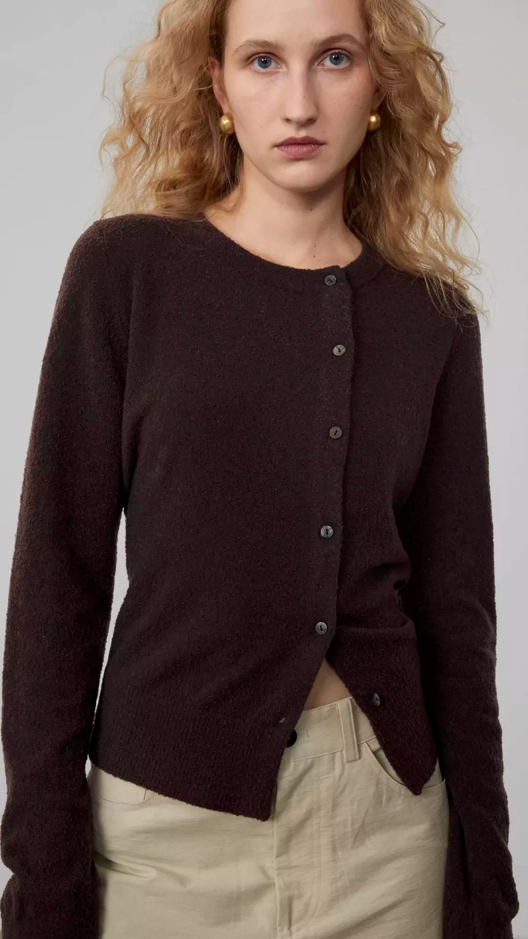 Wool Blend Asymmetrical Long Sleeve Cardigan