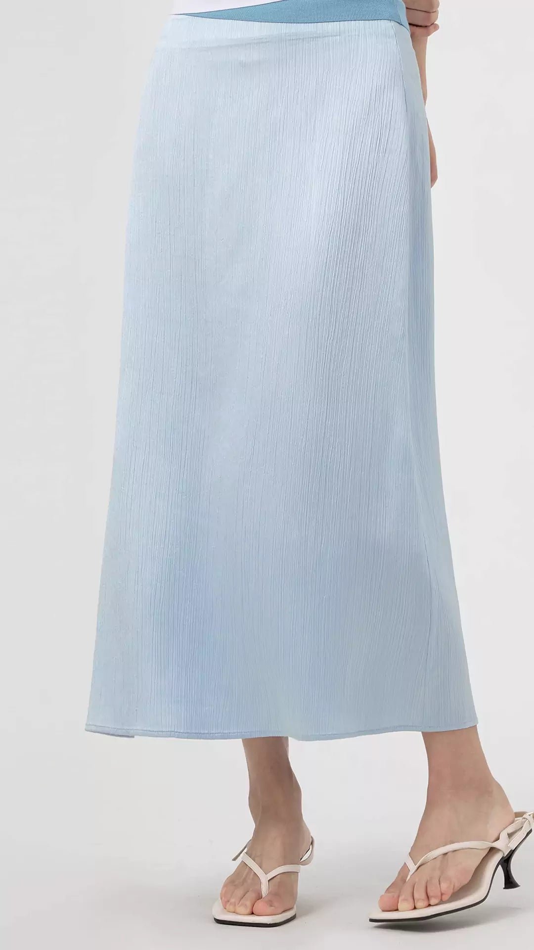 Acetate Twill Textured Basic A-Line Skirt