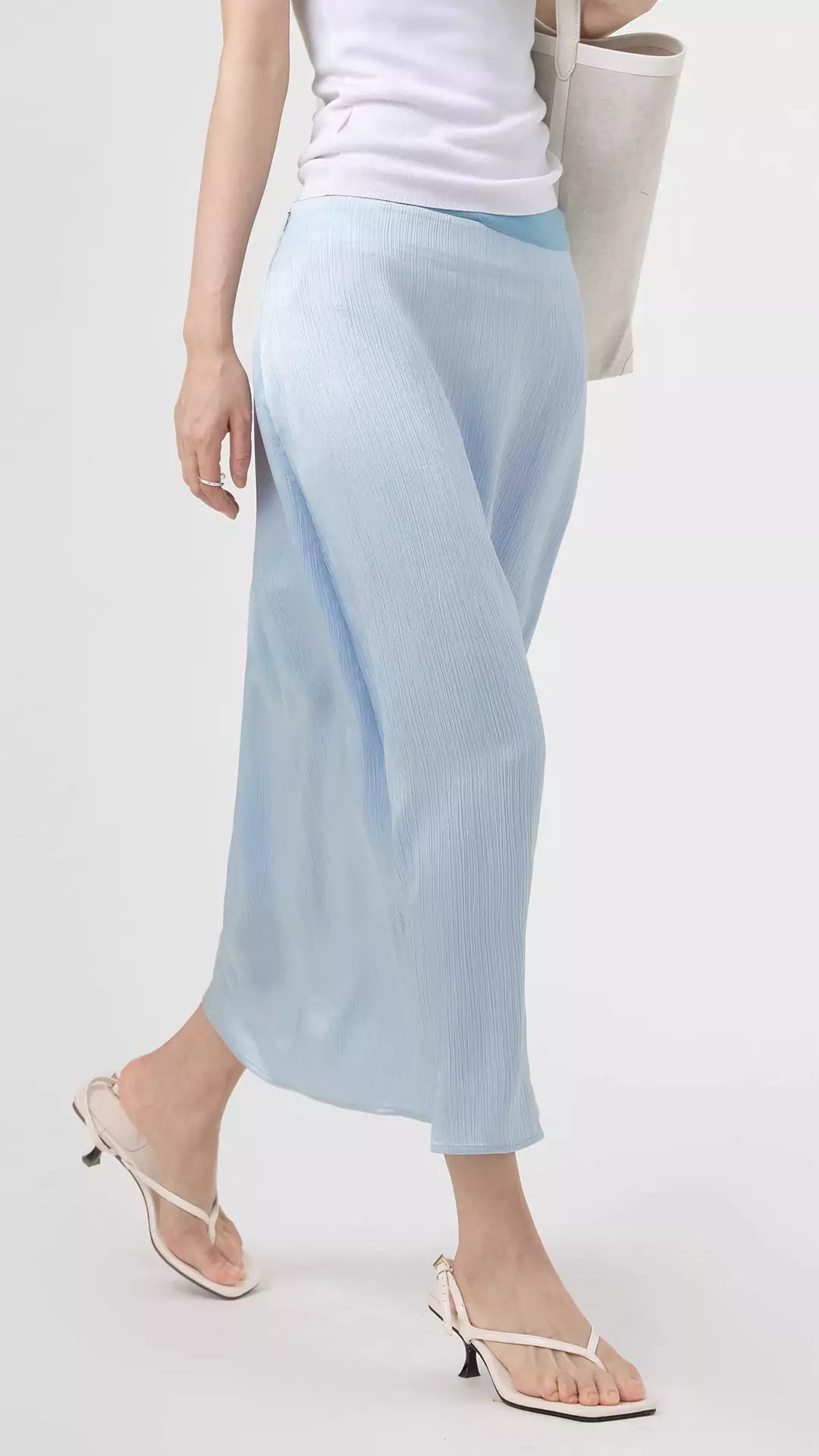 Acetate Twill Textured Basic A-Line Skirt