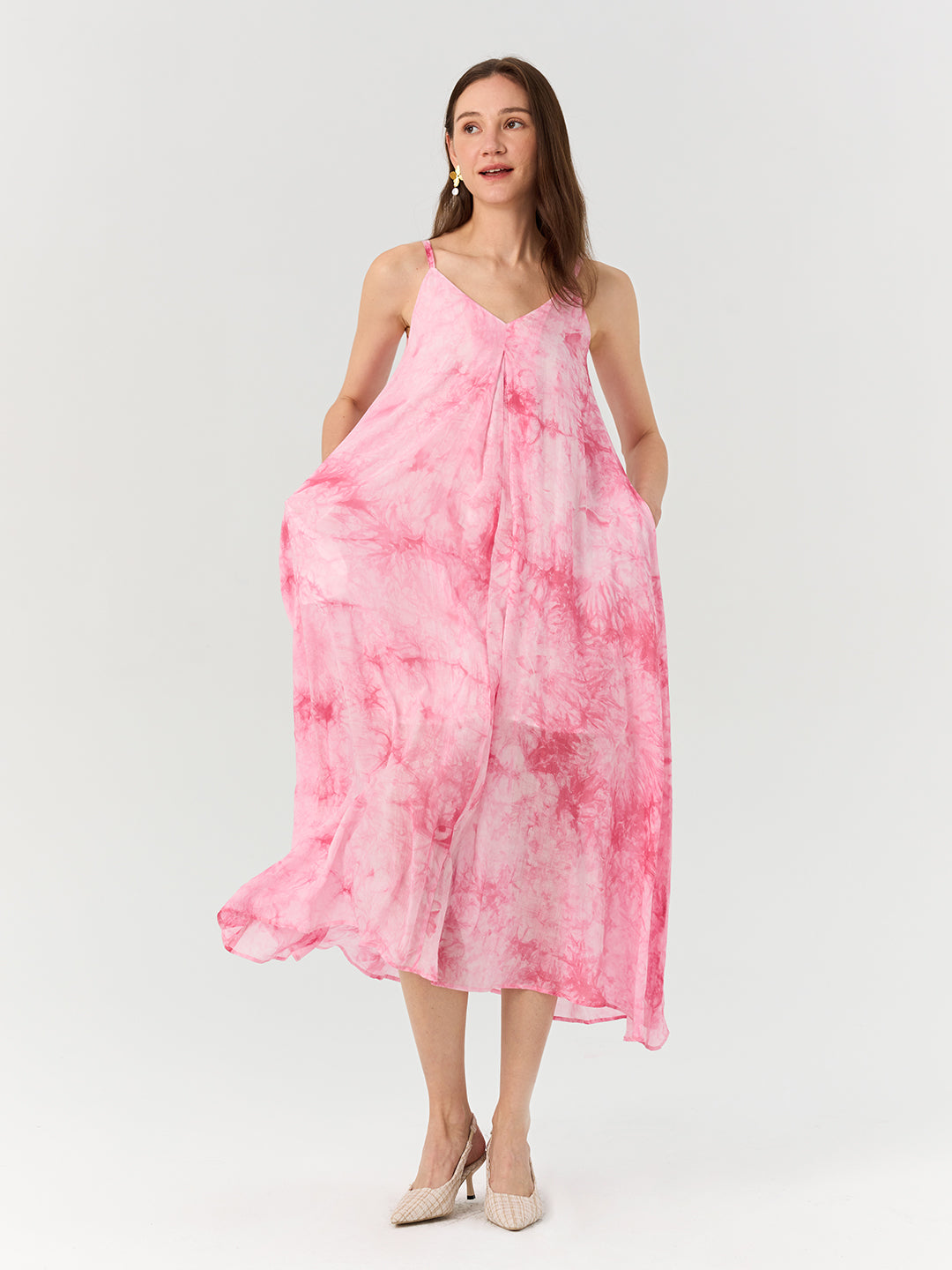 Backless Tie Dye Slip Midi Dress