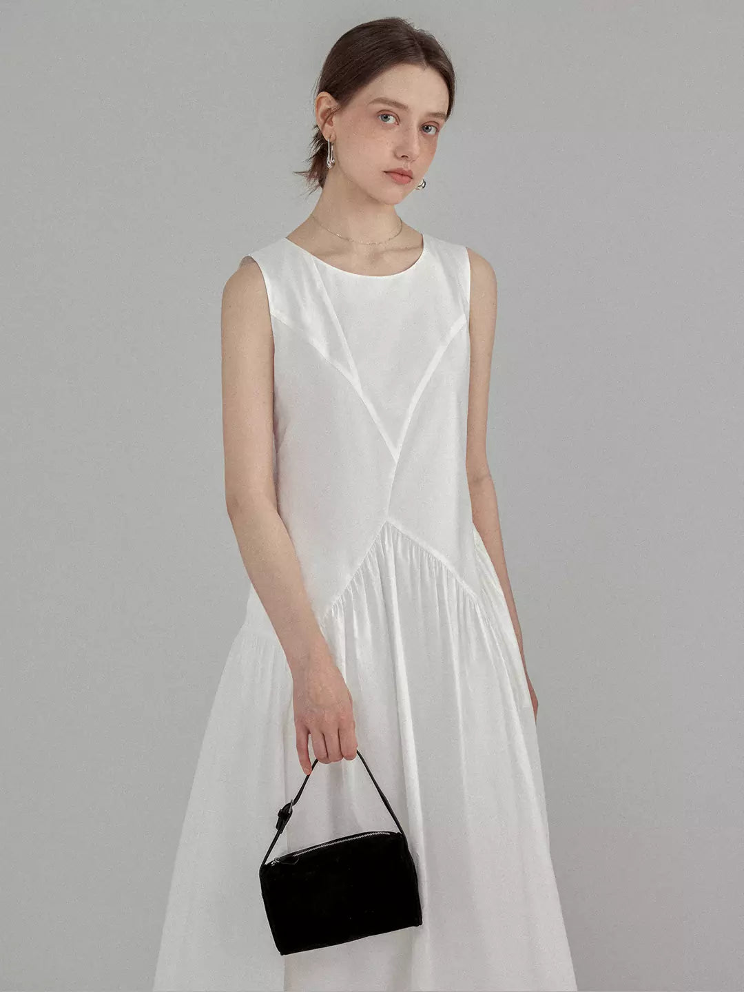 Asymmetrical Sleeveless A-Line Midi Dress