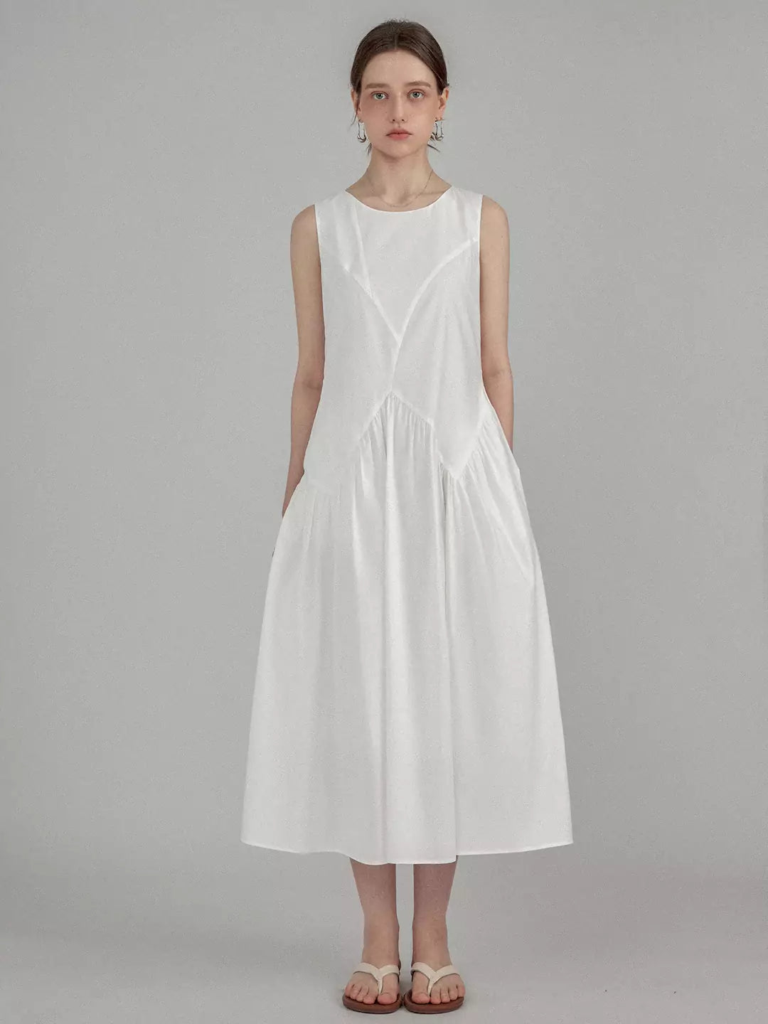 Asymmetrical Sleeveless A-Line Midi Dress