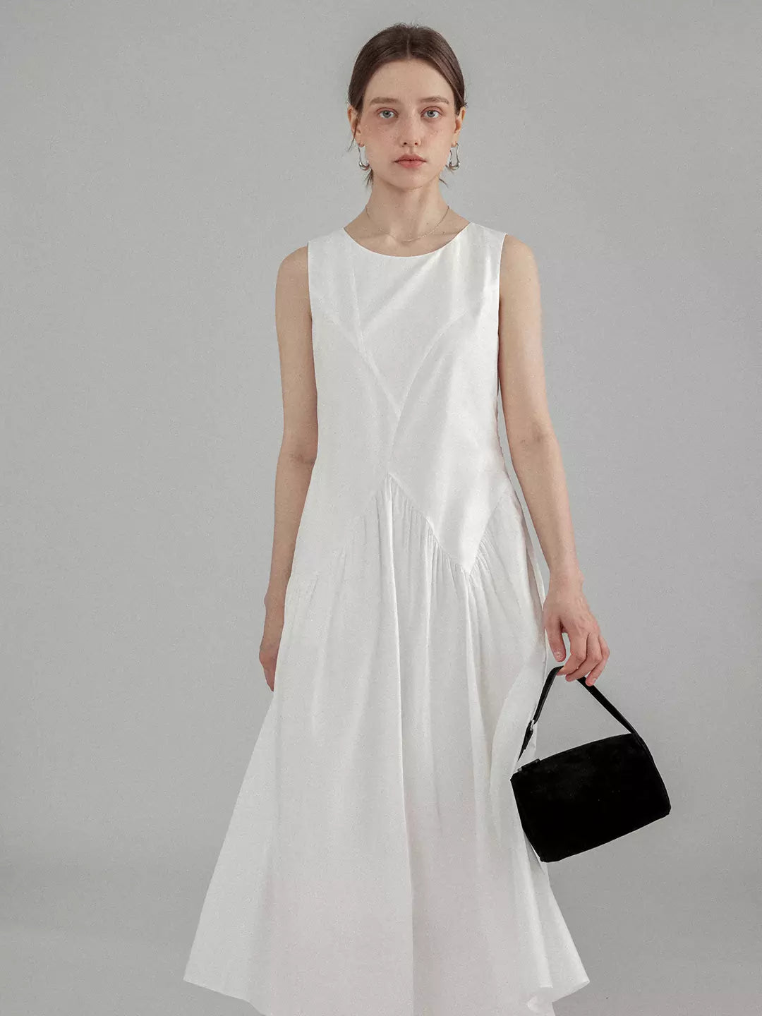 Asymmetrical Sleeveless A-Line Midi Dress