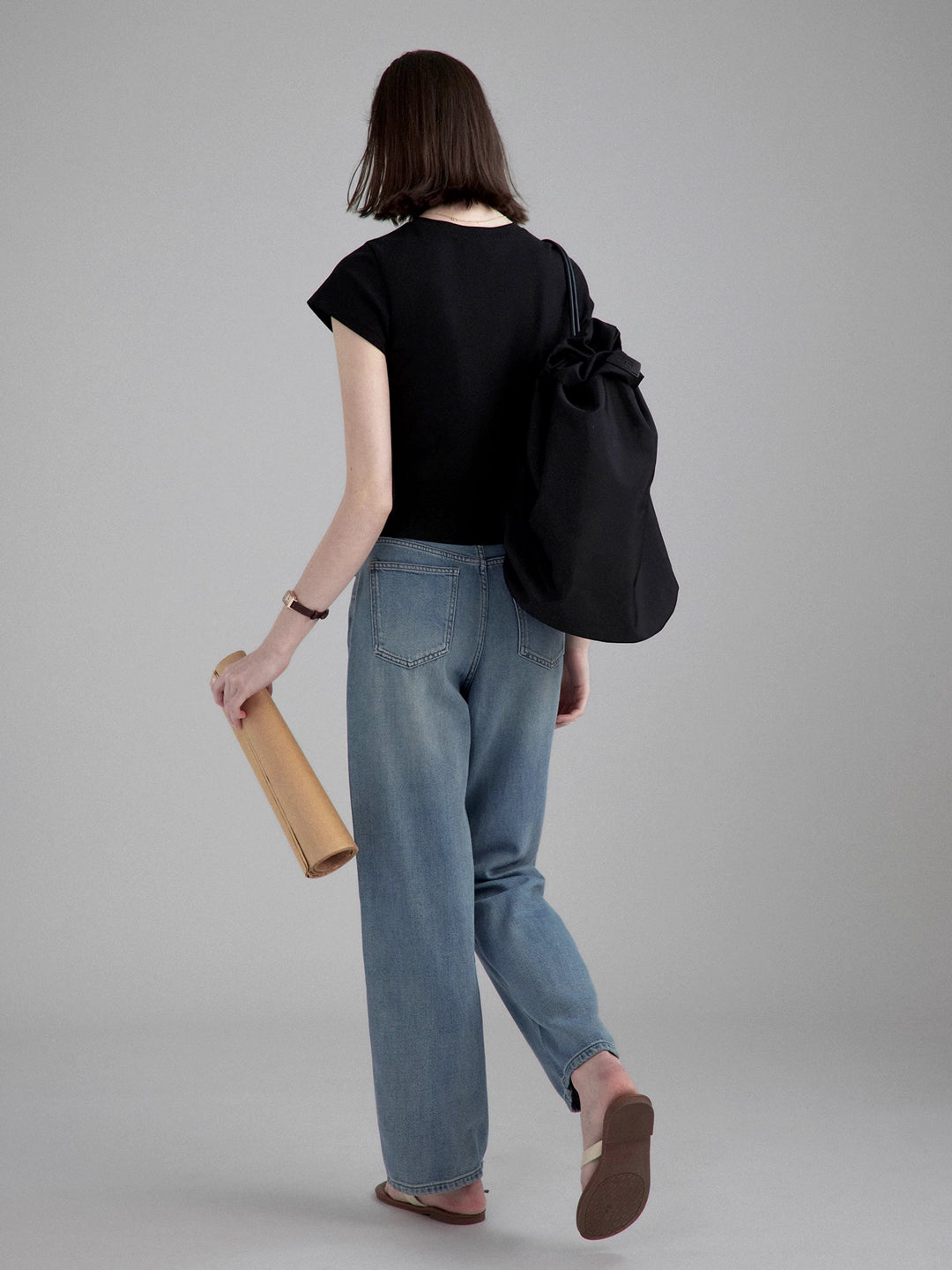 Straight-leg versatile denim pants