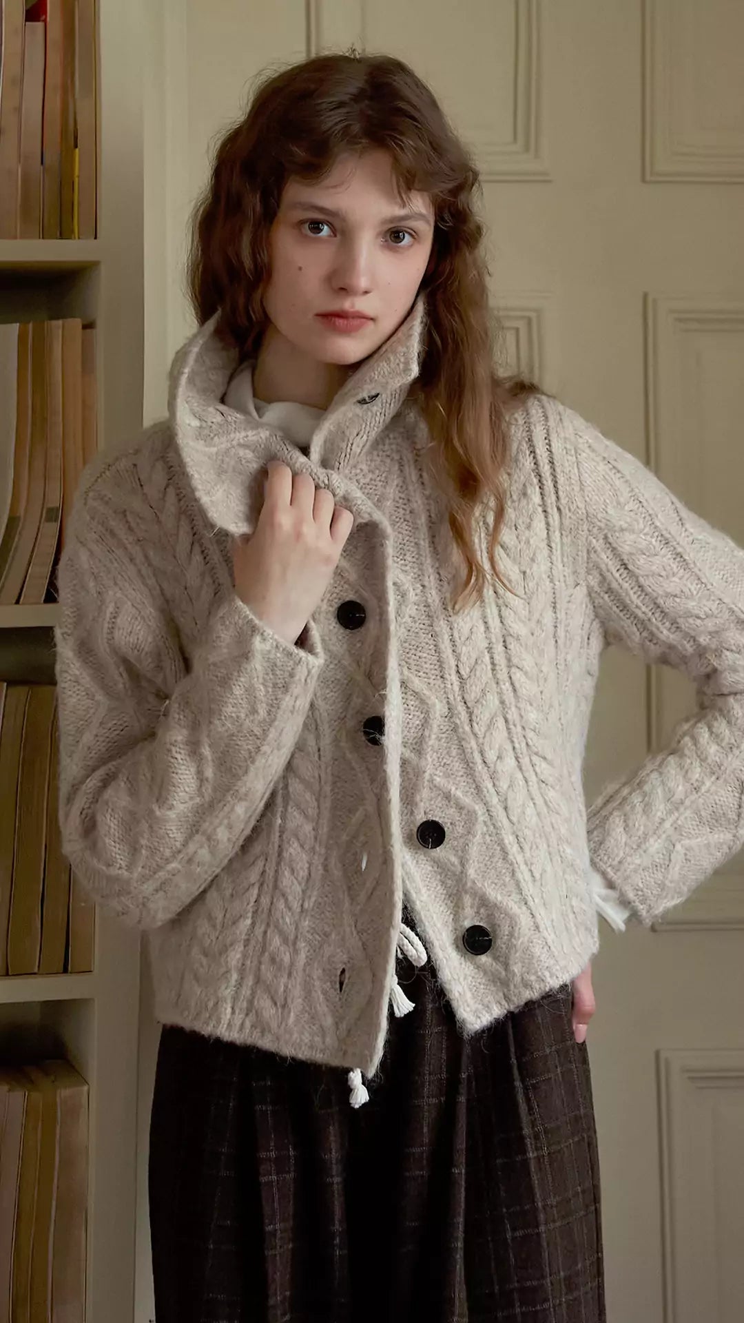 Alpaca Wool Chunky Cable Knit Cardigan