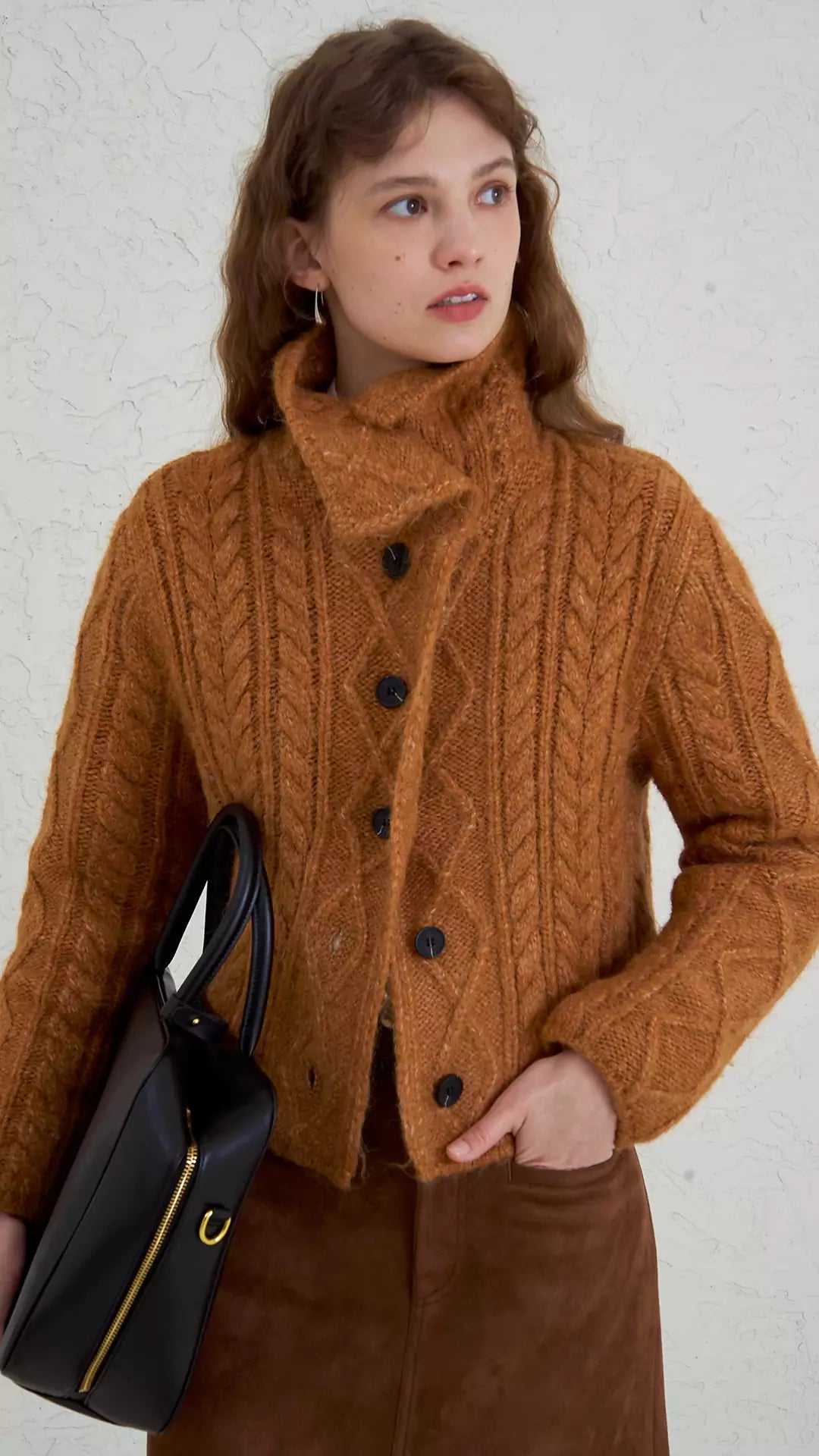 Alpaca Wool Chunky Cable Knit Cardigan