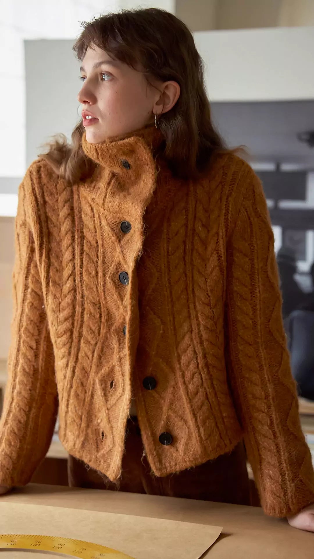 Alpaca Wool Chunky Cable Knit Cardigan