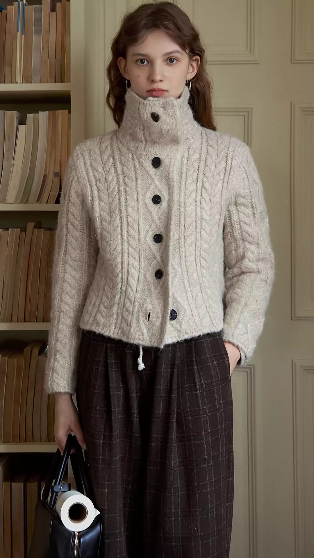 Alpaca Wool Chunky Cable Knit Cardigan