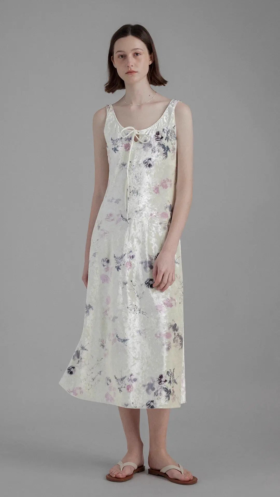 Romantic Floral Cinched Waist Strap Dress