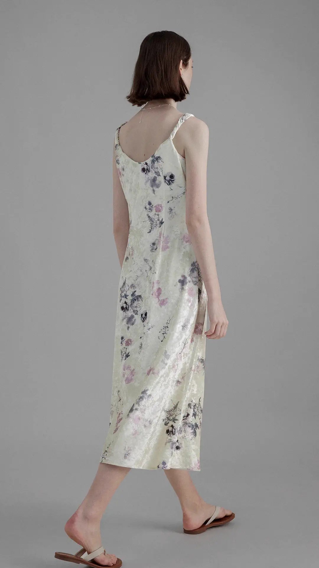 Romantic Floral Cinched Waist Strap Dress