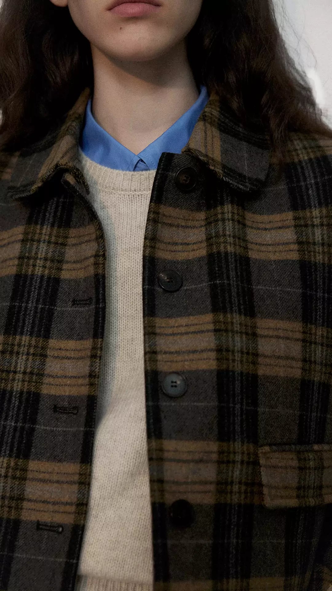 British Style Plaid Wool Coat