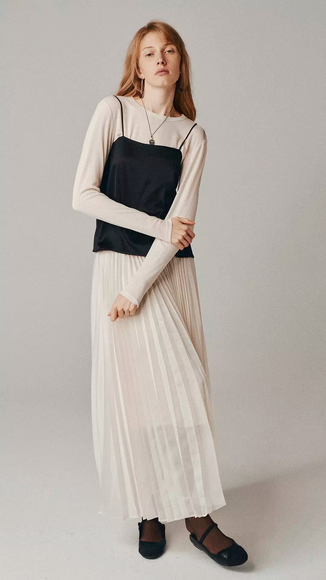 Elegant and Classic Pleated Flowing Midi Skirt