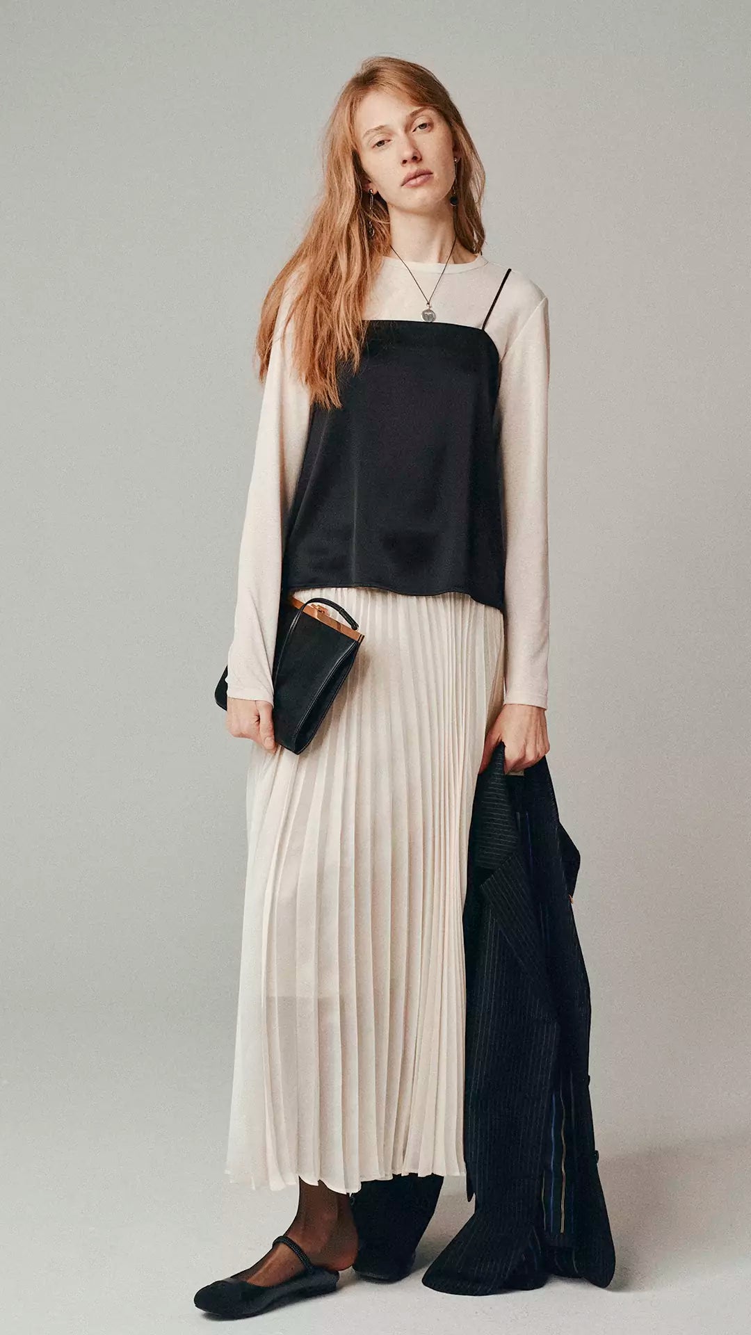 Elegant and Classic Pleated Flowing Midi Skirt