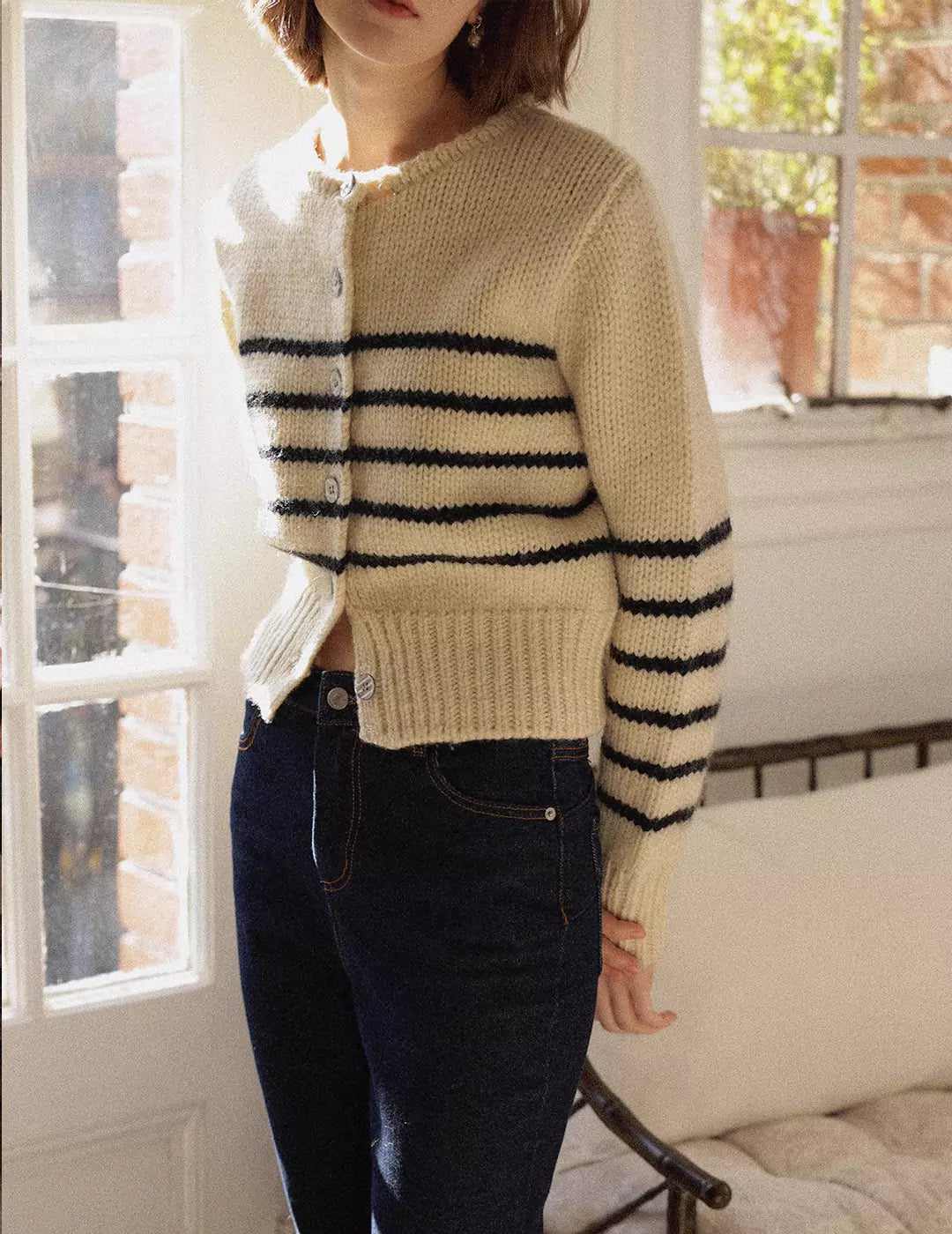 Striped Knitted Cardigan