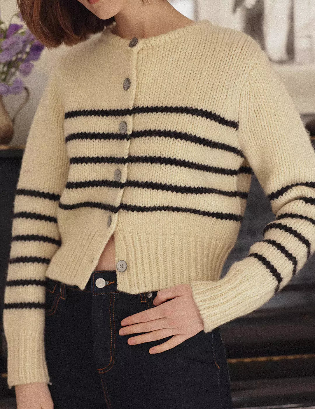 Striped Knitted Cardigan