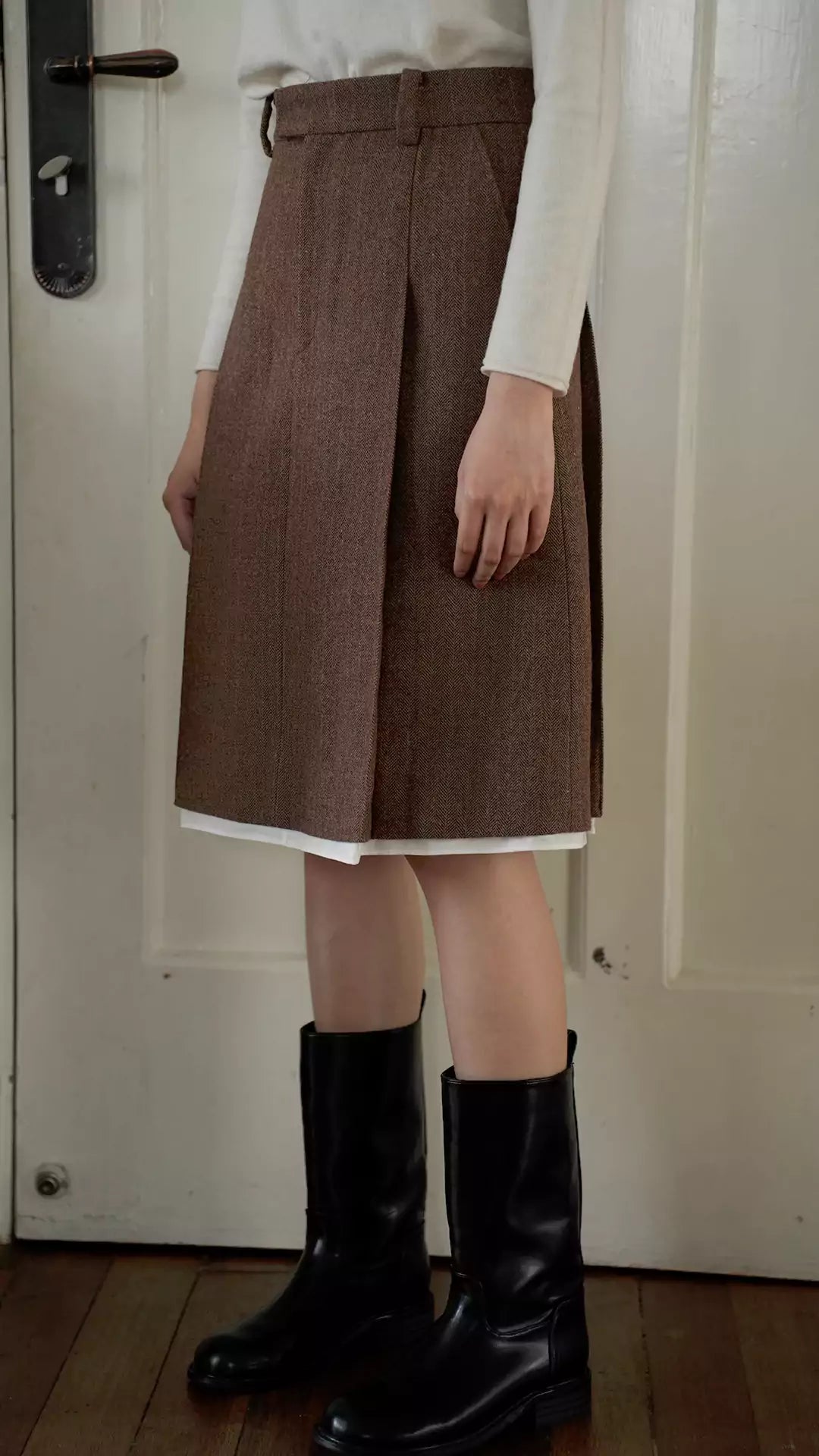 Two-Tone Merino Wool Skirt