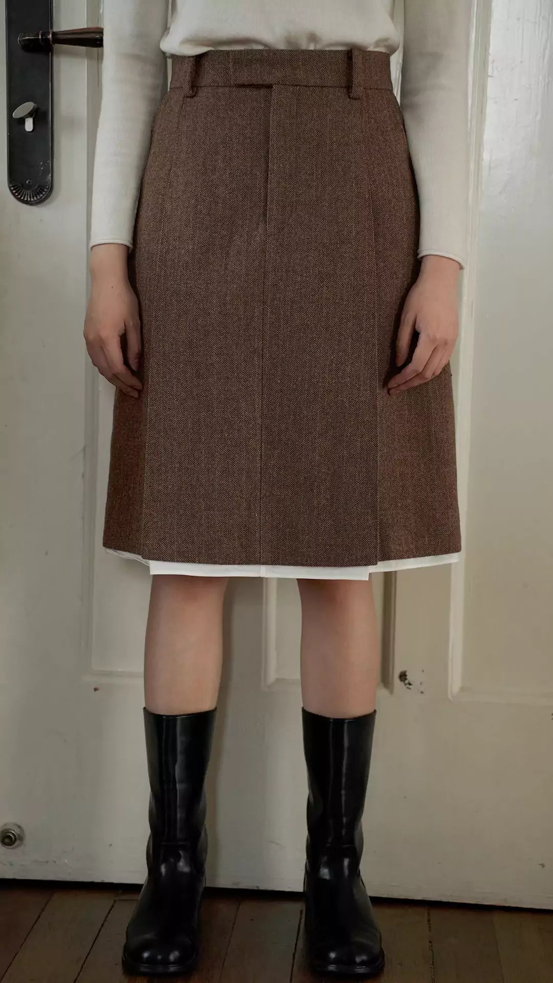 Two-Tone Merino Wool Skirt