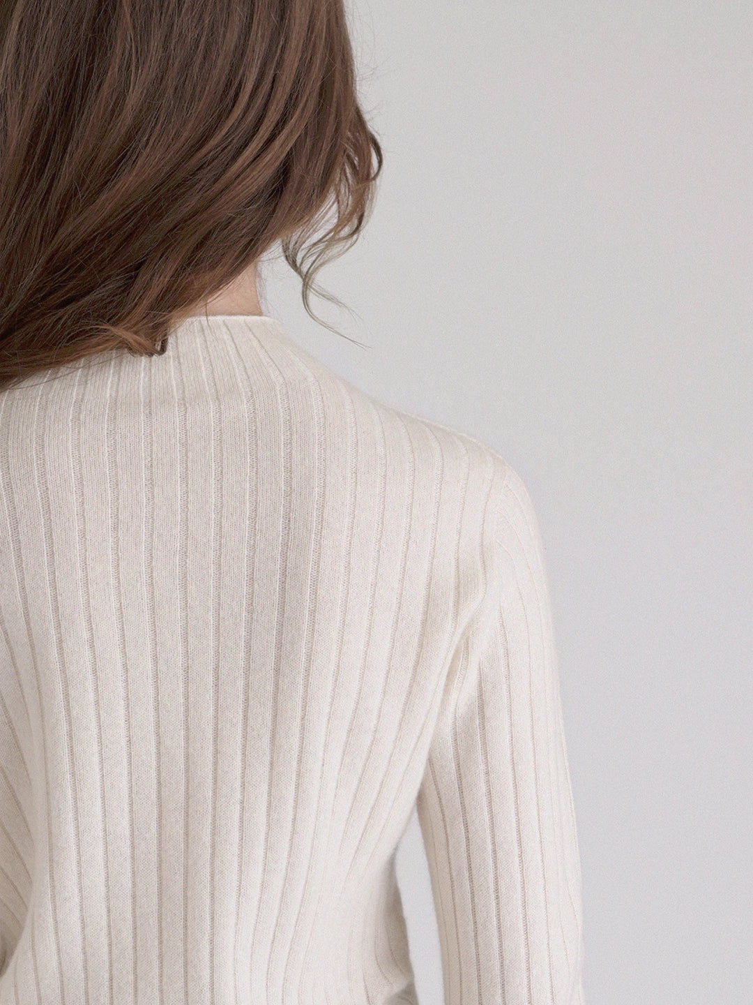 Cashmere Rib Knit Mock Neck Sweater