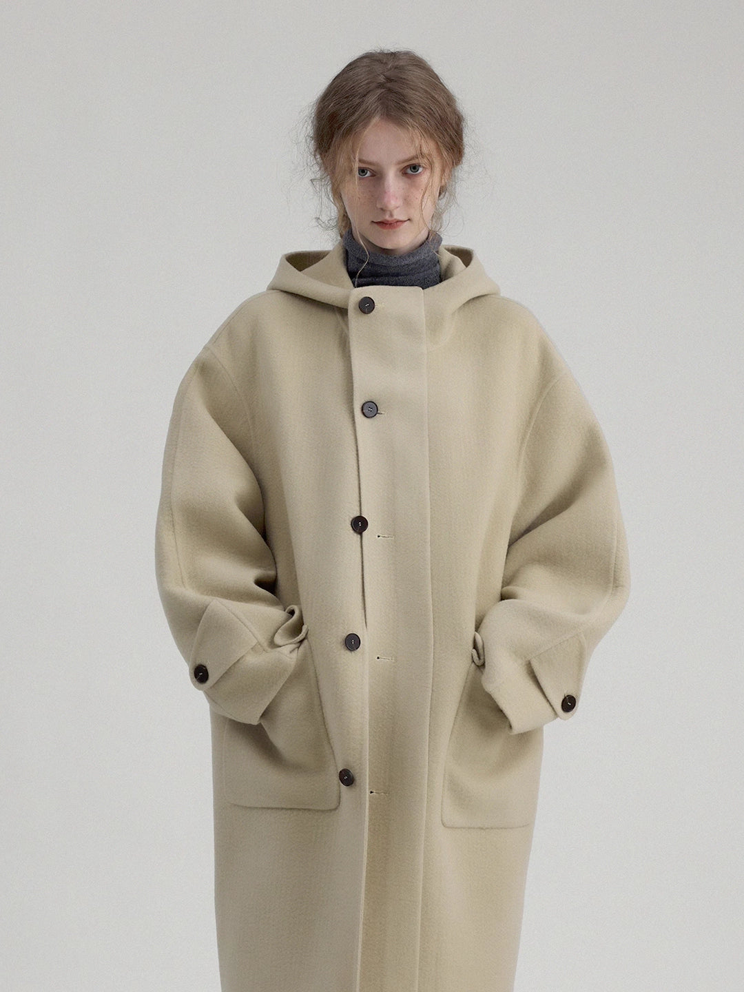 Hooded Coat In Wool Knit