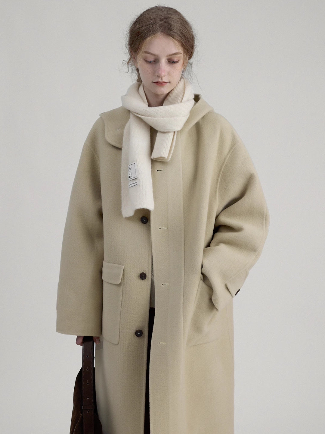 Hooded Coat In Wool Knit