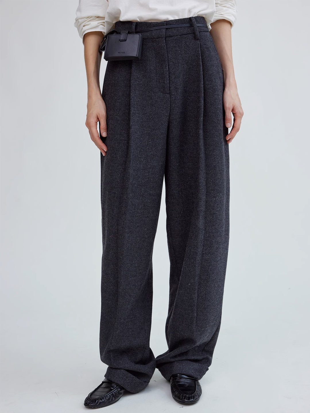 Paola Wide Leg Suit Pants In Wool Blend