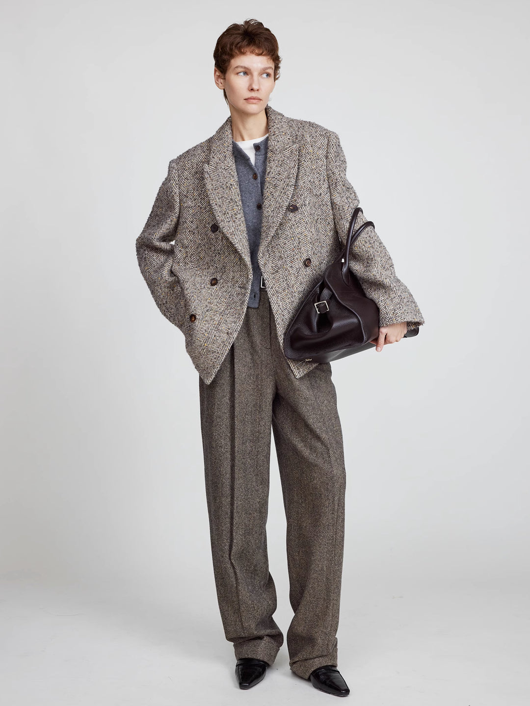 Paola Wide Leg Suit Pants In Wool Blend