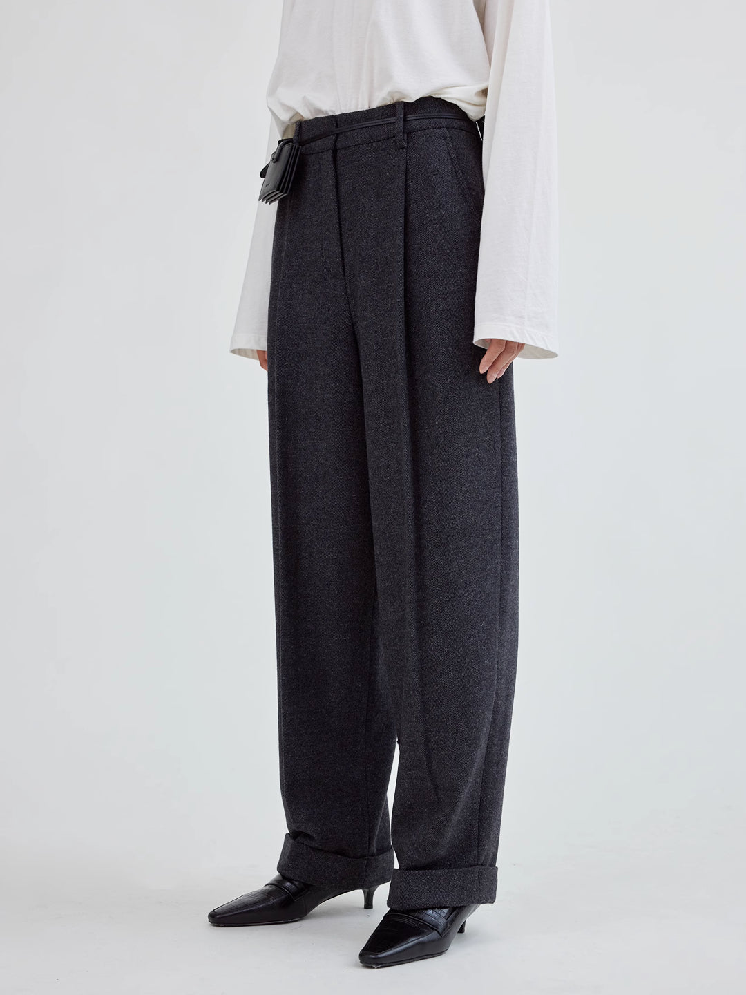 Paola Wide Leg Suit Pants In Wool Blend