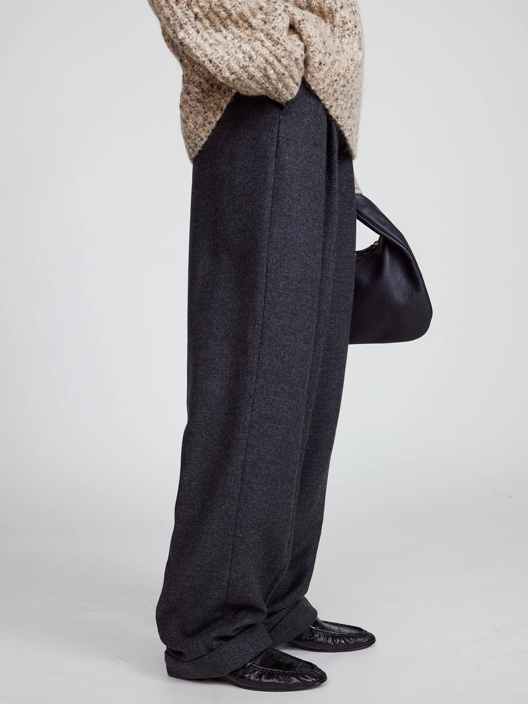 Paola Wide Leg Suit Pants In Wool Blend