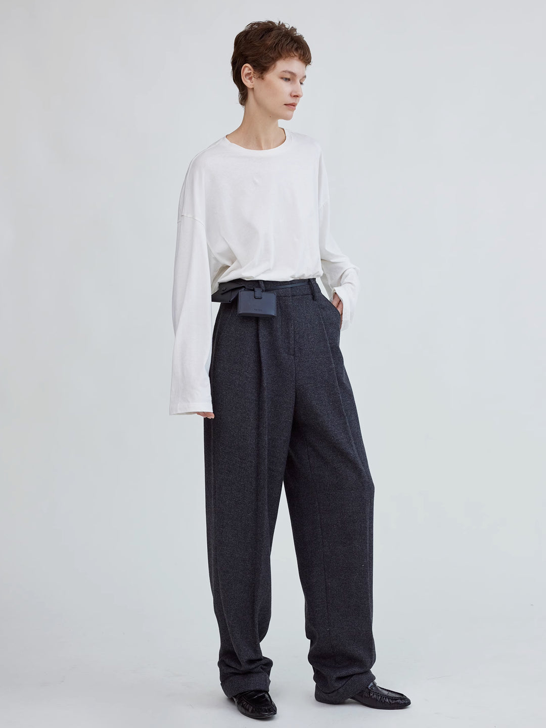 Paola Wide Leg Suit Pants In Wool Blend