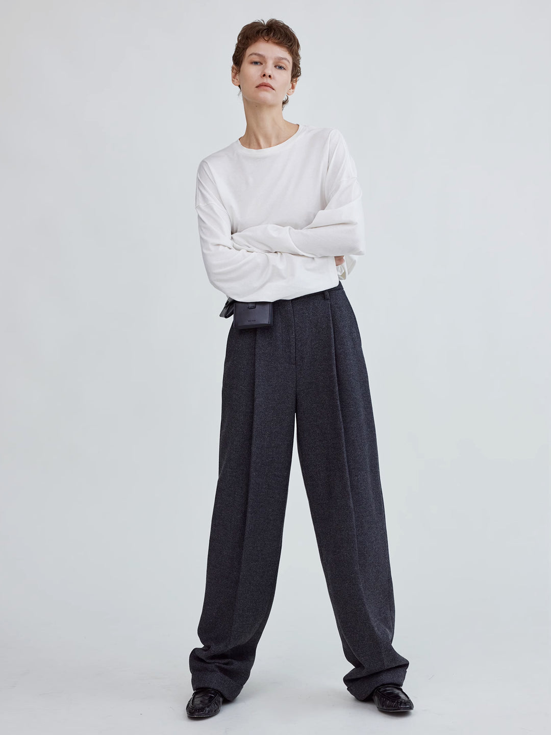 Paola Wide Leg Suit Pants In Wool Blend