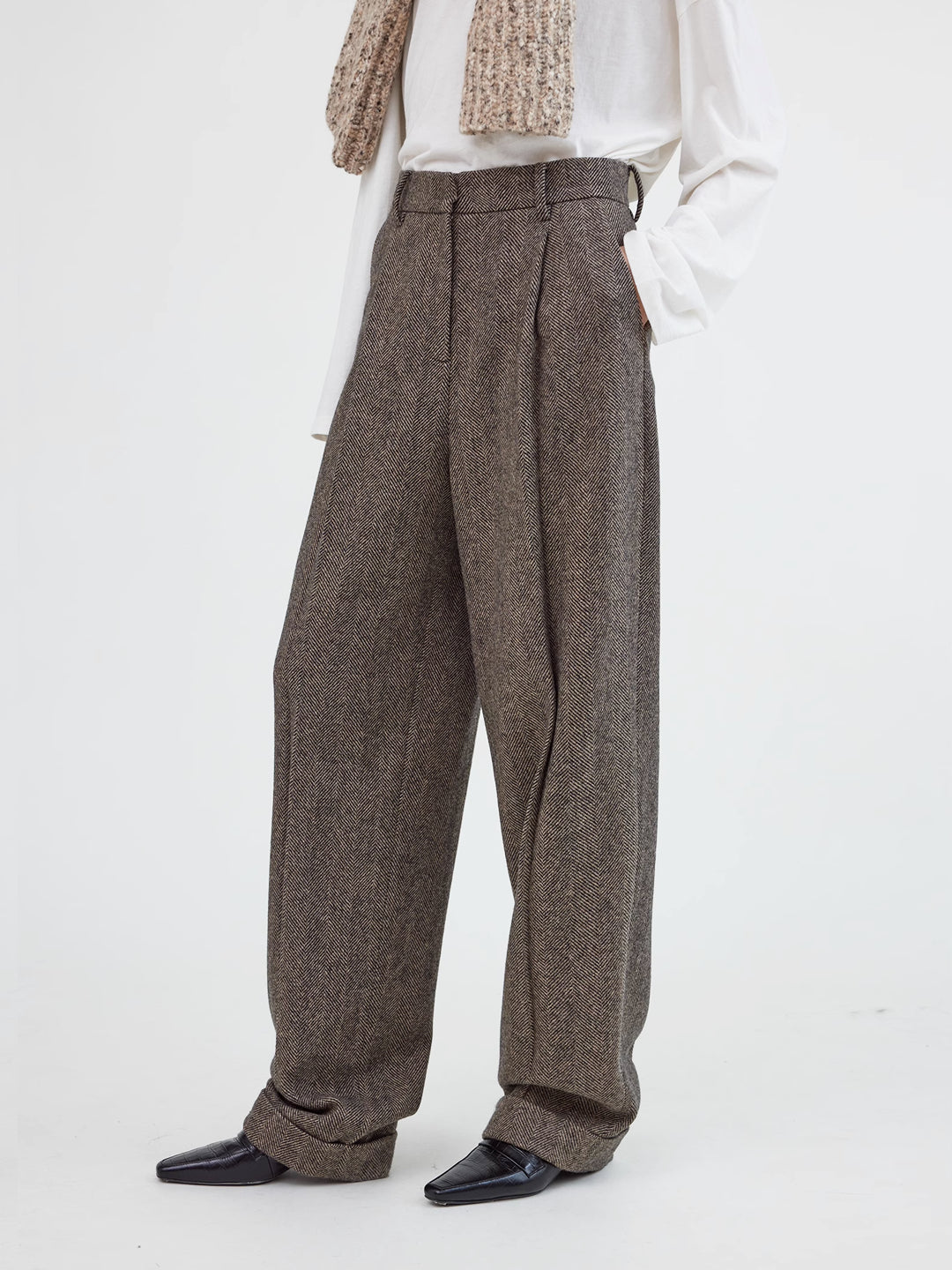 Paola Wide Leg Suit Pants In Wool Blend